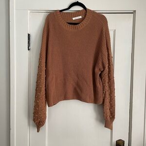 Tan Sweater with Bubble Sleeves